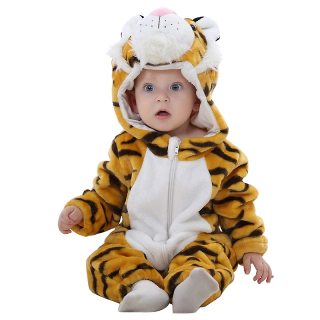 MICHLEY Halloween Baby Rompers Winter Hooded Flannel Toddler Infant Clothes Overall Bodysuits Jumpsuit Costume For Kid Bebe