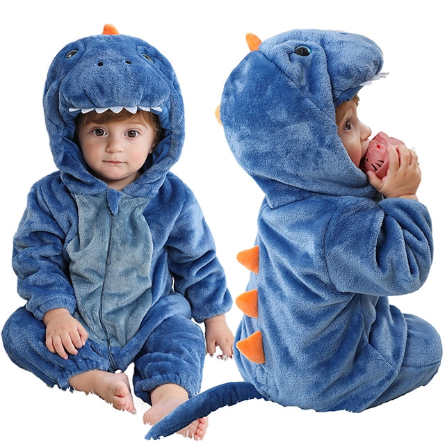 MICHLEY Halloween Baby Rompers Winter Hooded Flannel Toddler Infant Clothes Overall Bodysuits Jumpsuit Costume For Kid Bebe