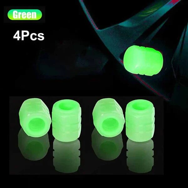 Glow in The Dark Valve Caps (Universal Fits Any Car)